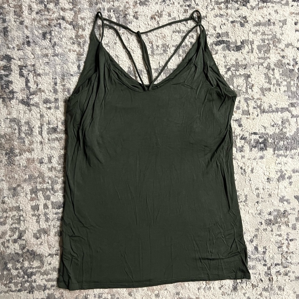 Women’s Olive‎ Green Strappy V-Neck Tank Top